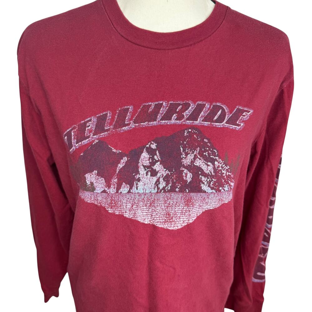 Old Navy Telluride Colorado Graphic Tee Red Vintage Wash Outdoors Size M